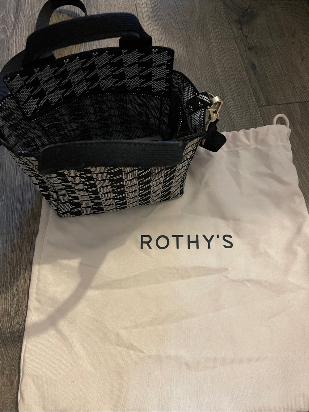 Rothy's Black & White Houndstooth Mini Tote